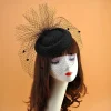 chapeau haut de forme en voile noir pour femme, fascinateur en filet, accessoires pour cheveux de mariée, vêtements de sauna pour femme, bandeau de sauna, bijoux queparty, mariage
