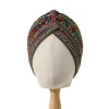 turban avec nministériels d imprimé pour femme, enveloppe de sauna, hijab, bonnet, tête ronde, bandana, perte de cheveux