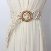 ceintures accessoires corde de cire tissée à la main bricolage plage ronde bouton en bois femmes taille chaîne tressée ceinture style ethnique ceintures