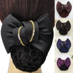 Pince à cheveux coréenne en Satin avec ruban de chignon en filet, couverture de chignon élégant pour dames, épingles à cheveux, Barrette, accessoires pour cheveux pour femmes