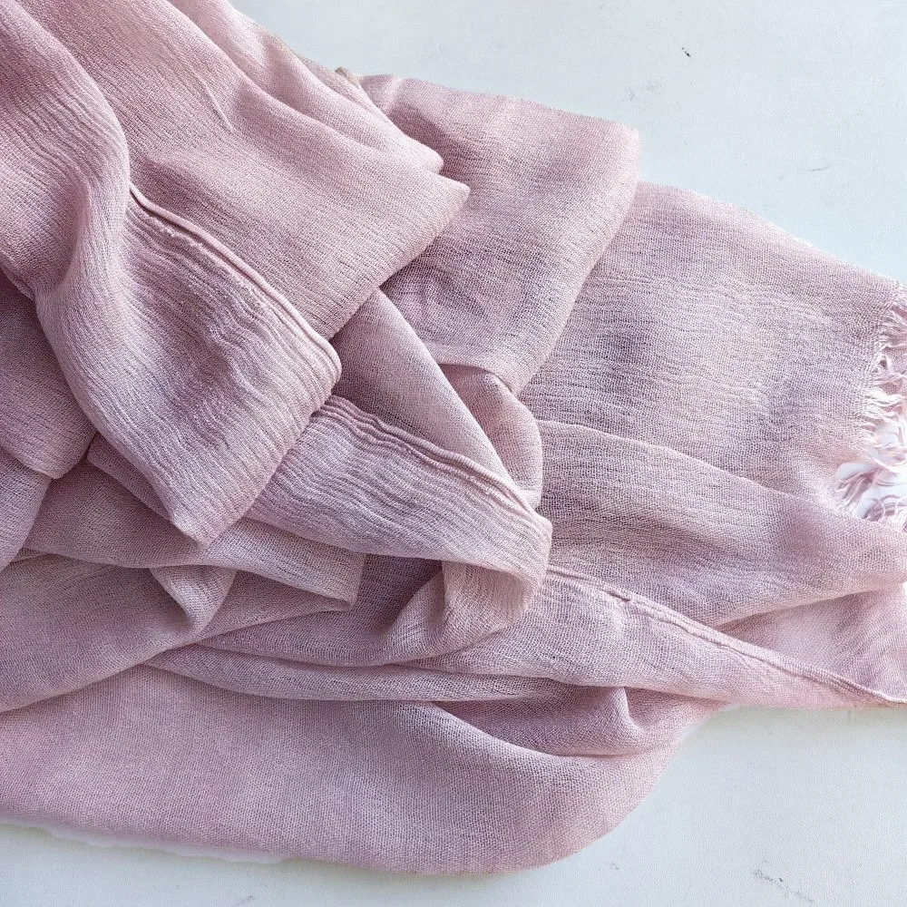 hijab en coton froissé pour femme musulmane, écharpe à franges, châles, écharpe de sauna, enveloppes de tête, turban islamique uni, bandes de sauna, grande taille, mode