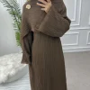 eid abaya avec châle ensemble winkle 2 couches modeste femme musulmane robes dubaï robe de soirée de luxe caftan robe ramadan islam vêtements