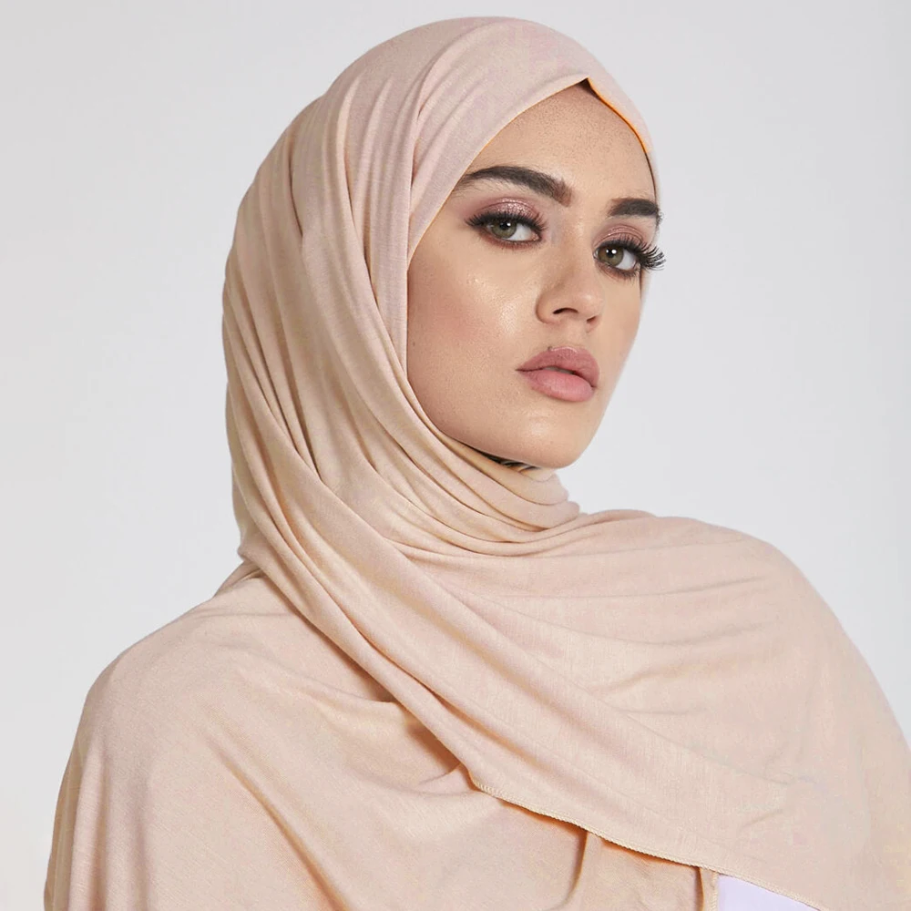 hijab en jersey uni pour femme, écharpe musulmane, châle long, jersey solide, turban, bonnes coutures, hijab premium, 43 couleurs