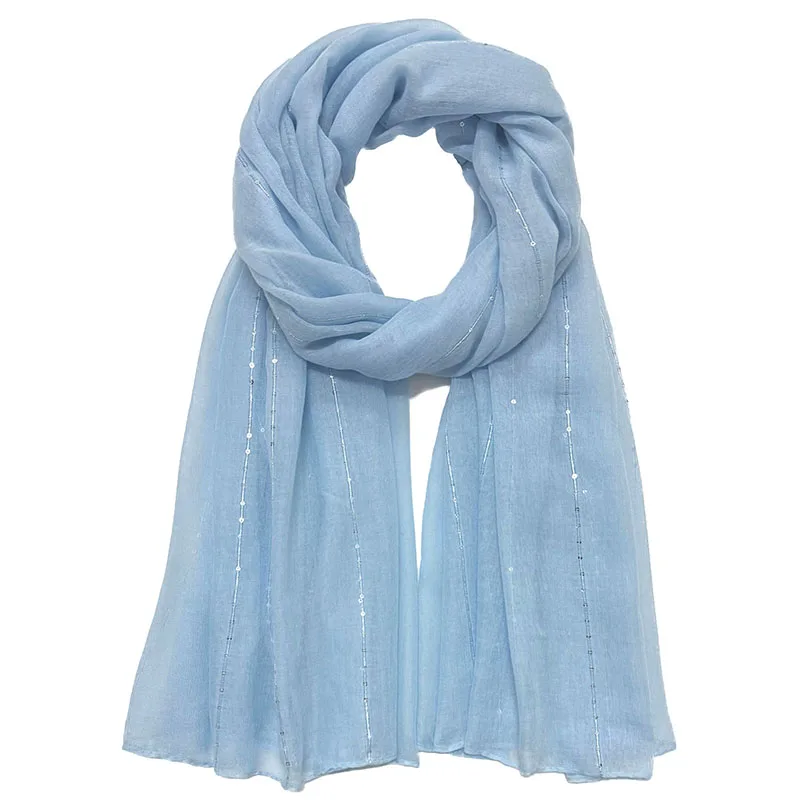 Écharpe à paillettes scintillantes pour femmes, hijab musulman, châles longs de grande taille, turban islamique solide