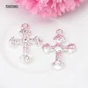 pendentif croix en strass, embellissement utilisé pour la décoration artisanale, 32mm x 22mm, 10 pièces/lot, couleur or ou argent kd437
