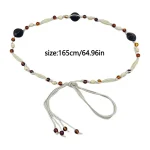 Ceinture fine en perles bleues et brunes pour femmes, Style ethnique bohème, cordes tissées, bretelles décoratives pour robe, accessoire d&rsquo;été