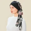 casquette turban pré nouée pour femmes, imprimé floral, hijab musulman, chapeau de chimio contre le cancer, couverture de perte de cheveux, foulard de tête, bandana extensible, nouvelle collection 2025