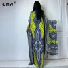 winyi abaya pour femmes musulmanes, robe africaine dubaï, col ras du cou, kaftan imprimé, robe maxi élégante