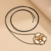 ingemark élégant grande fleur de rose collier ras du cou boucles d'oreilles pour femmes goth réglable corde chaîne mer ensemble de bijoux de mariée cadeau