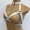 ceinture en cuir pu pour femmes, chaîne à pampilles, écharpe, lingerie sexy, robe de soirée de plage, chaîne de poitrine