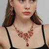 ensemble de bijoux élégants et exagérés en strass, boucles d'oreilles exquises en cristal, collier de luxe brillant pour femmes, bijoux de mariage