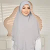 double couche en mousseline de soie instantanée hijab amira femmes couleur unie premium qualité mousseline de soie khimar couverture complète tête prêt à porter écharpe