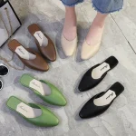 Mode femmes en plein air plat à talons bas sans lacet paresseux sandales semi-dérapant à bout pointu chaussures femmes élégantes Mules concises pantoufles