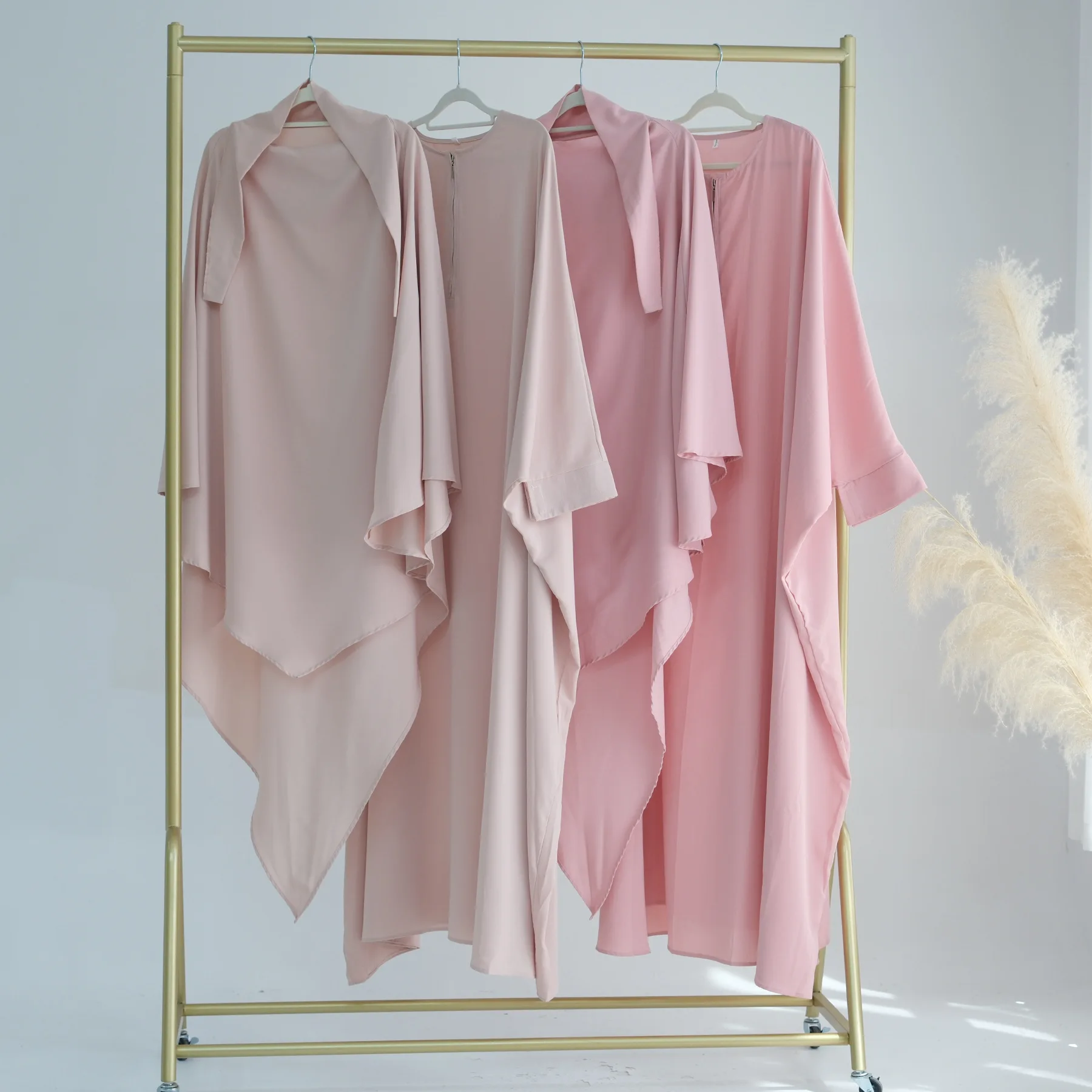 robe hijab à volants pour femmes musulmanes, abaya, tiens imar, kaftan, vêtement de prière du ramadan, eid djellaba, Écharpe, burqa jalabiya, 2 pièces