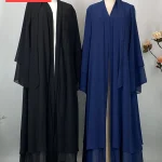 Abaya Ouverte en Mousseline de Soie pour Femme Musulmane, Kaftan Islamique, Caftan Marocain, Robe Modeste, Kimono de Dubaï, Ramadan Kebaya