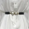 Ceinture en cuir PU avec perles pour femme, jupe fine élastique, ceinture de surintendant, accessoires de décoration à la mode