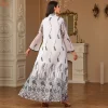 uni mode caftan abaya dubaï islam musulman broderie florale maille manches longues col en v soirée femme robe décontracté abayas