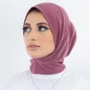 prêt à porter couverture complète intérieure instantanée hijab qualité supérieure jersey écharpe avec boutons à nouer au dos femmes musulmanes turban casquettes
