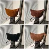sac à bandoulière chic en croissant, petit paquet marron mat, sac à boulettes en pu, style coréen, couleur unie pour filles