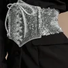hershine – ceinture élastique à paillettes argentées pour femmes, 1 pièce, tendance, élégante, sexy, accessoires de performance, cadeau de noël