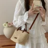 sac en paille tissé d'été élégant, style bohème, loisirs, plage, vacances, sac seau pour femmes/filles