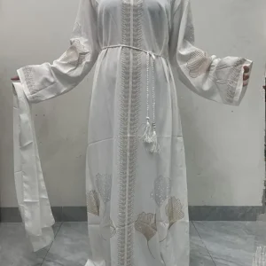 Abayas ethnique Costum robe ample et élégante avec ceinture en diamant col en v mode luxe XXL/XXXL