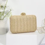 Tissage paille soirée pochettes pour femmes fête d&rsquo;été mode sacs à bandoulière Sac à main de luxe Hadbags mariage mariée embrayages Sac