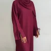 robe abaya ample et fermée pour femmes, robe musulmane pull, poignets fendus, vêtements d'extérieur hijabi décontractés, vêtements islamiques de dubaï, ramadan