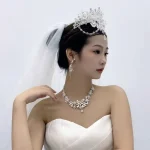 Ensemble de bijoux élégants en strass, collier de perles en alliage scintillant, oreilles, Vintage, Style coréen, collier de fleurs, cadeaux pour femmes