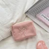 2025 chic mignon arc trousse de maquillage pour les femmes portable cosmétique stockage sac à main fermeture éclair trousse de toilette pochette rose