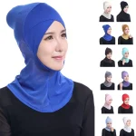 Niqab Hijab femmes musulmanes couleur unie extensible foulard enveloppement Turban islamique sous-écharpe Bonnet aérien chapeaux casquette intérieure Ninja