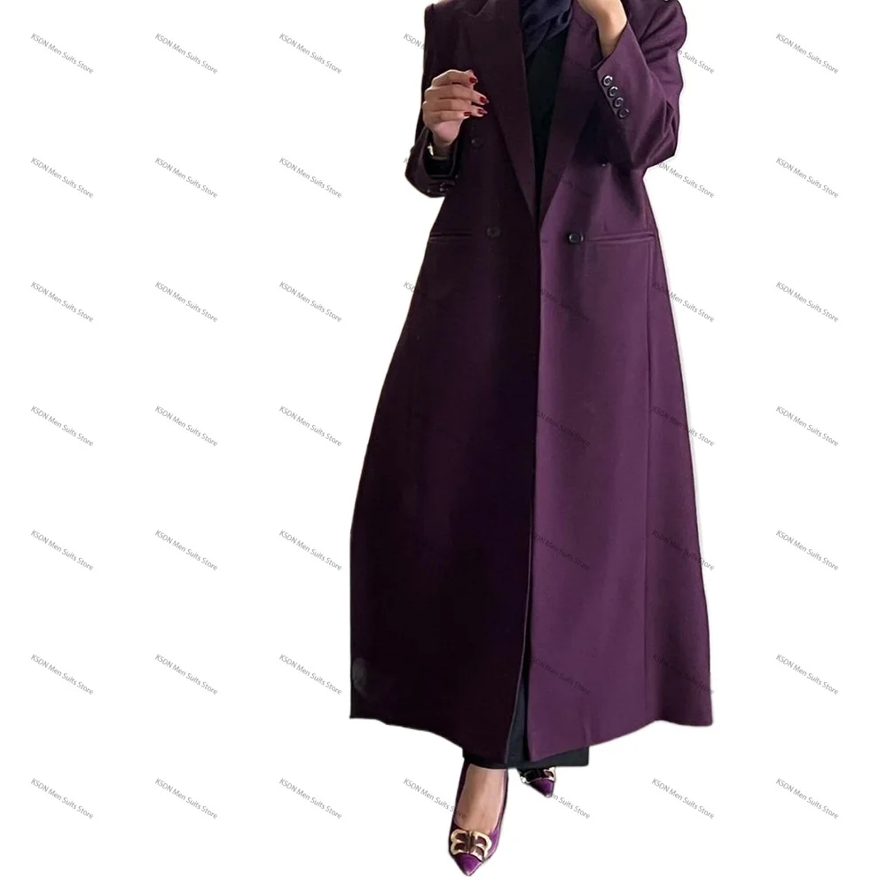 blazer long violet à double boutonnage pour femmes, olympiques abayas, revers patricia, tailleur, document, veste de luxe, vêtements d'affaires féminins, 1 pièce