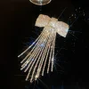 Épingle à cheveux à franges avec nœud en strass pour femmes, pince à cheveux de tempérament à la mode, accessoires de cheveux de luxe légers coréens, couleur or argent