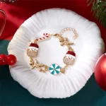 Ensemble de bijoux de noël minimalistes pour femmes, collier en alliage avec vieil homme et collier en pain d&rsquo;épice, parfait comme accessoires de bijoux