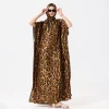 robe maxi d'été bohème pour femmes, imprimé léopard, en soie, surdimensionnée, vêtements pour femmes africaines, dubaï dashiki abaya