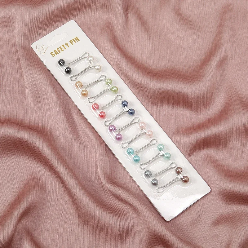 Épingles hijab musulmanes pour foulard, 12 pièces/sac, mode femmes, broche sûre, bijoux islamiques multicolores, foulard ethnique, accessoires à boucle