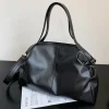 Grands sacs à bandoulière noirs pour femmes, Sac de shopping Hobo, couleur unie, Sac à main en cuir PU de qualité, fourre-tout de voyage pour dames, 2024