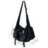 sac à bandoulière noir avec poches pour femme, fourre tout en toile de grande capacité, style rétro académique foncé, unisexe, style japonais bf