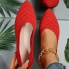 chaussures pour femmes bout pointu chaussures plates couleur unie tricoté femmes mocassins respirant sans lacet chaussures concepteur peu profond chaussures décontractées