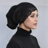hijab avec coutures en dentelle pour femmes, casquettes tubulaires, hijab intérieur musulman, monochromatique, document, turban design, sous casquettes en jersey souple, casquettes ouvertes