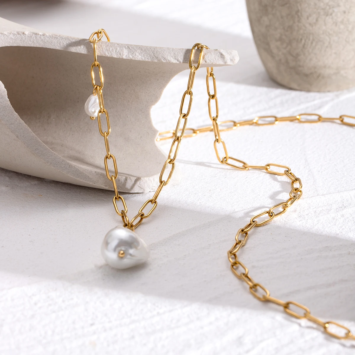 Collier pendentif en perles de verre pour femme, plaqué or 18 carats, bijoux étanches, exquis, minimaliste, chic, cadeau