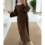 Abaya en velours côtelé avec poche latérale, vêtements islamiques épais et chauds pour Ramadan, robe modeste à manches longues pour femmes musulmanes de haute qualité, hiver