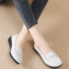 2025 nouveaux appartements sans lacet chaussures décontractées femmes chaussures en cuir souple femmes mocassins chaussures plates femmes chaussures blanches sandalias de mujer