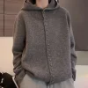 pull à capuche pour femmes, automne et hiver, style paresseux, cardigan tricoté doux et occidental, sensation haut de gamme, vêtements d'extérieur