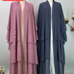 Abaya Kebaya en mousseline de soie pour femmes musulmanes, kimono de luxe, caftan marocain, robe modeste, vêtements islamiques de Dubaï, Ramadan Kebaya