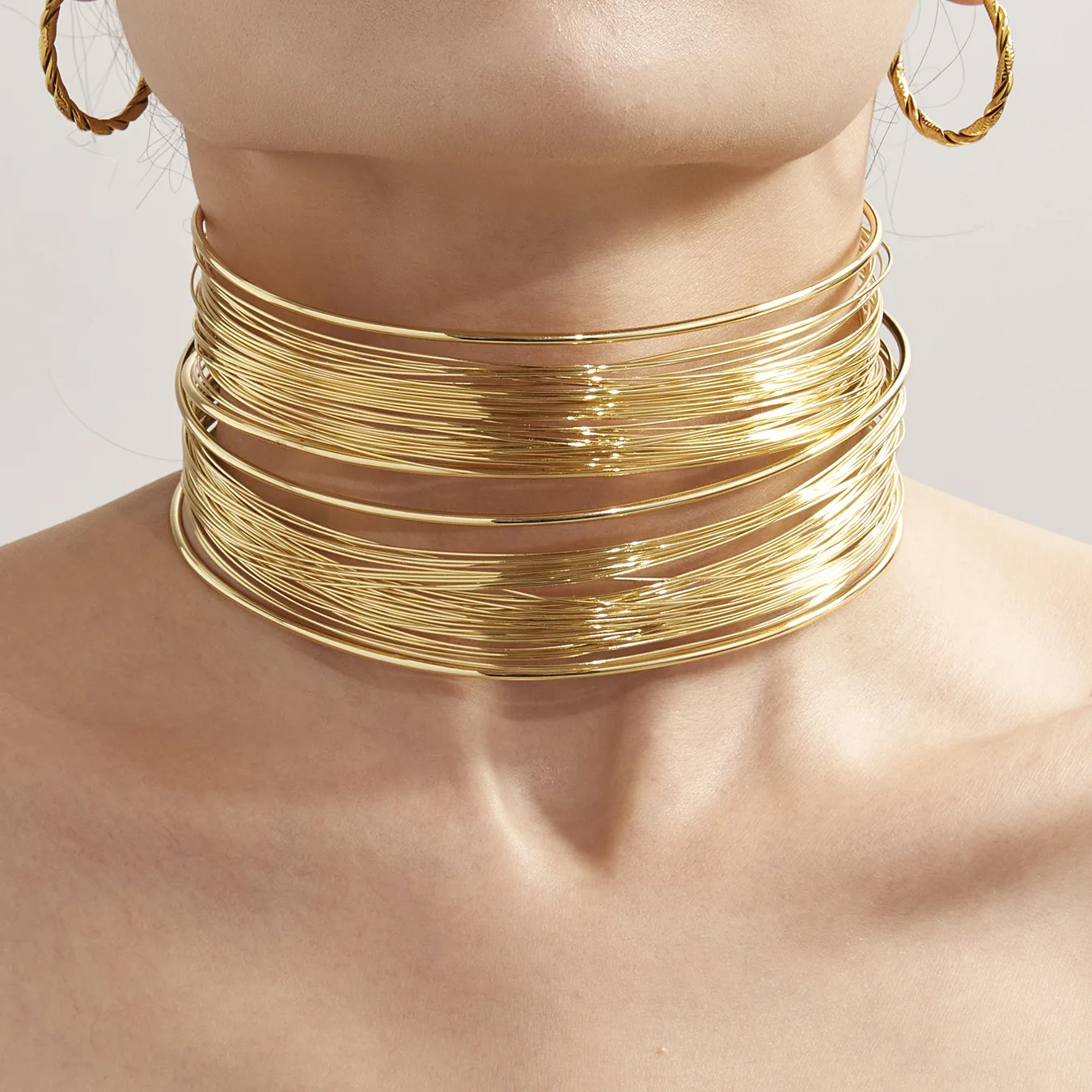 Amaiyllis minimaliste fait à la main enveloppant brossé collier Bracelet anneau exagéré en acier inoxydable ensemble de bijoux pour les femmes