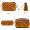 sac à main en cuir véritable pour hommes et femmes, portefeuille en cuir de vache avec porte clés, porte monnaie portable, pochette