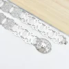ceinture classique en argent de style ethnique pour femmes, chaîne de taille traditionnelle en métal, bijoux de poignet ajourés, ceinture en or pour femmes