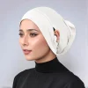 bonnet hijab en jersey de coton pour femme musulmane, sous Écharpe avec trou d'oreille, frontal rond