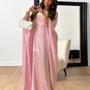 Ramadan Eid Abayas pour femmes modeste mode miroitant chauve-souris Satin Abaya dubaï luxe 2024 caftan musulman robe Kebaya robes Ramadan Eid Abayas pour femmes modeste mode miroitant chauve-souris Satin Abaya dubaï luxe 2024 caftan musulman robe Kebaya robes
